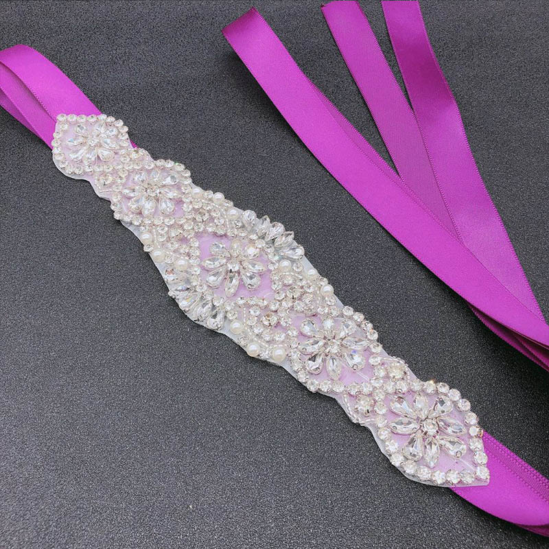 Brudbälte Applikation - Strass Bröllopsbälte - Festklänning Sash - B27