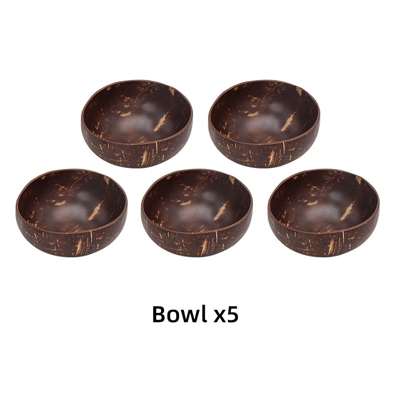 Vaisselle vajilla de coco de ramen, cuencos completos de platos, bol frutero, vajilla de madera, platos de cocina, fideos completa de platos frutero tazones ensaladera aperitivos para comer pipas y cascaras cáscaras: 5 bowl