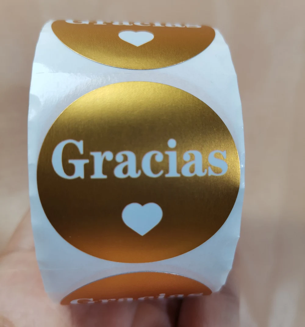 500Pcs/Roll Franse Dank U Sticker Handgemaakte Kerst Briefpapier Decoratie Sticker Goud Folie Papier Afdichting Label Sticker: GRIJS