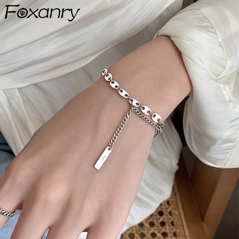 Foxanry 925 Sterling Zilver Unieke Ketting Armband Voor Vrouwen Zomer Trendy Elegante Leuk Varken Neus Party Sieraden