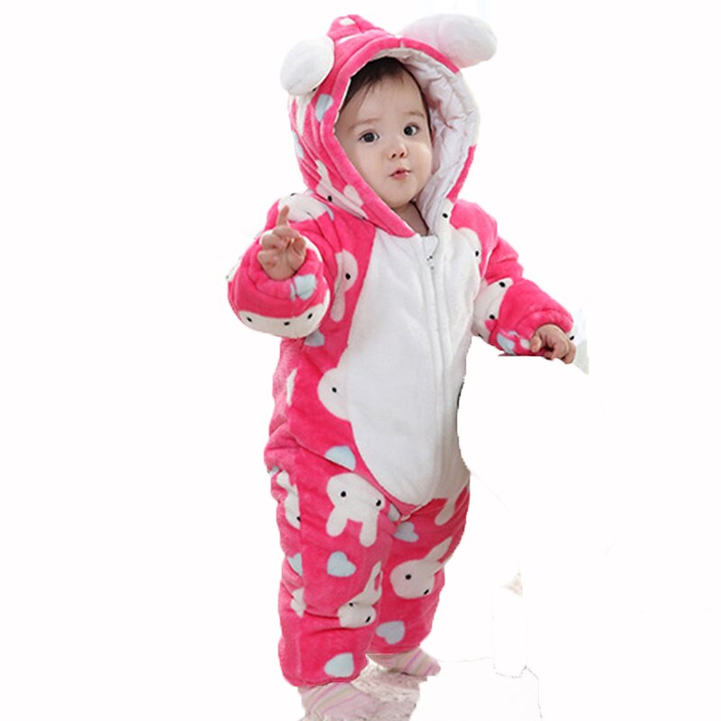 Hylidge Infant Baby Winter Clothes Toddler Girl Romper Warm Jumpsuit Baby Overalls Hooded Snowsuit Baby Boy Winter One-Pieces: 6M