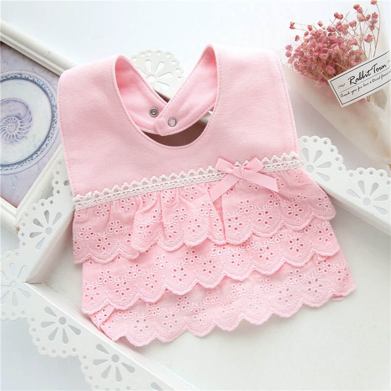 Weiche Baumwolle Neugeborenen Mädchen Lätzchen SchöNe Bowknot Spitze Kleinkind Burbs Baby Fütterung Tuch: 5