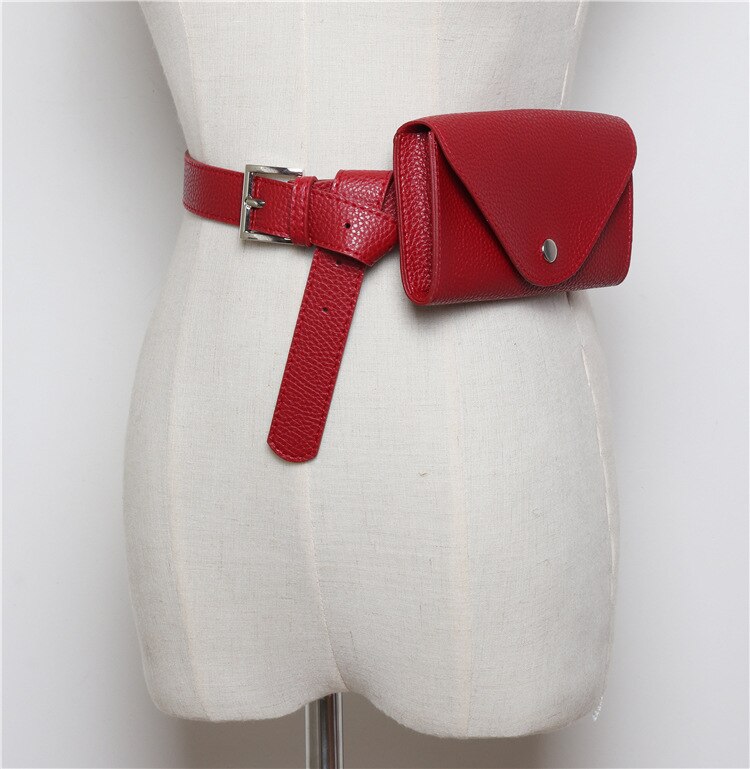 Vintage damen gürteltasche, umhängetasche, hüfttasche aus pu-leder, gürteltasche, handytasche, kleine brusttasche: Rot