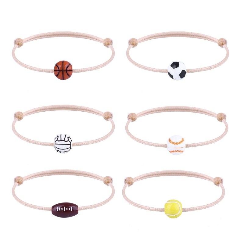 Bracelet à breloques pour garçon et fille, balle de Football, fil de cire, accessoires d&#39;équipe pour enfants, Bracelet d&#39;amitié pour Couples, bijoux pour hommes: Estampage à chaud