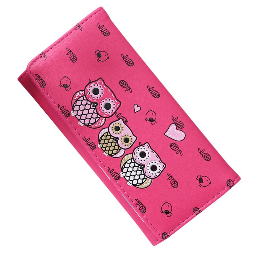 Hasp Women Wallet Clutch PU Leather Ladies Purses Simple Retro Owl Printing Long Wallet Coin Purse Card Holders #T2