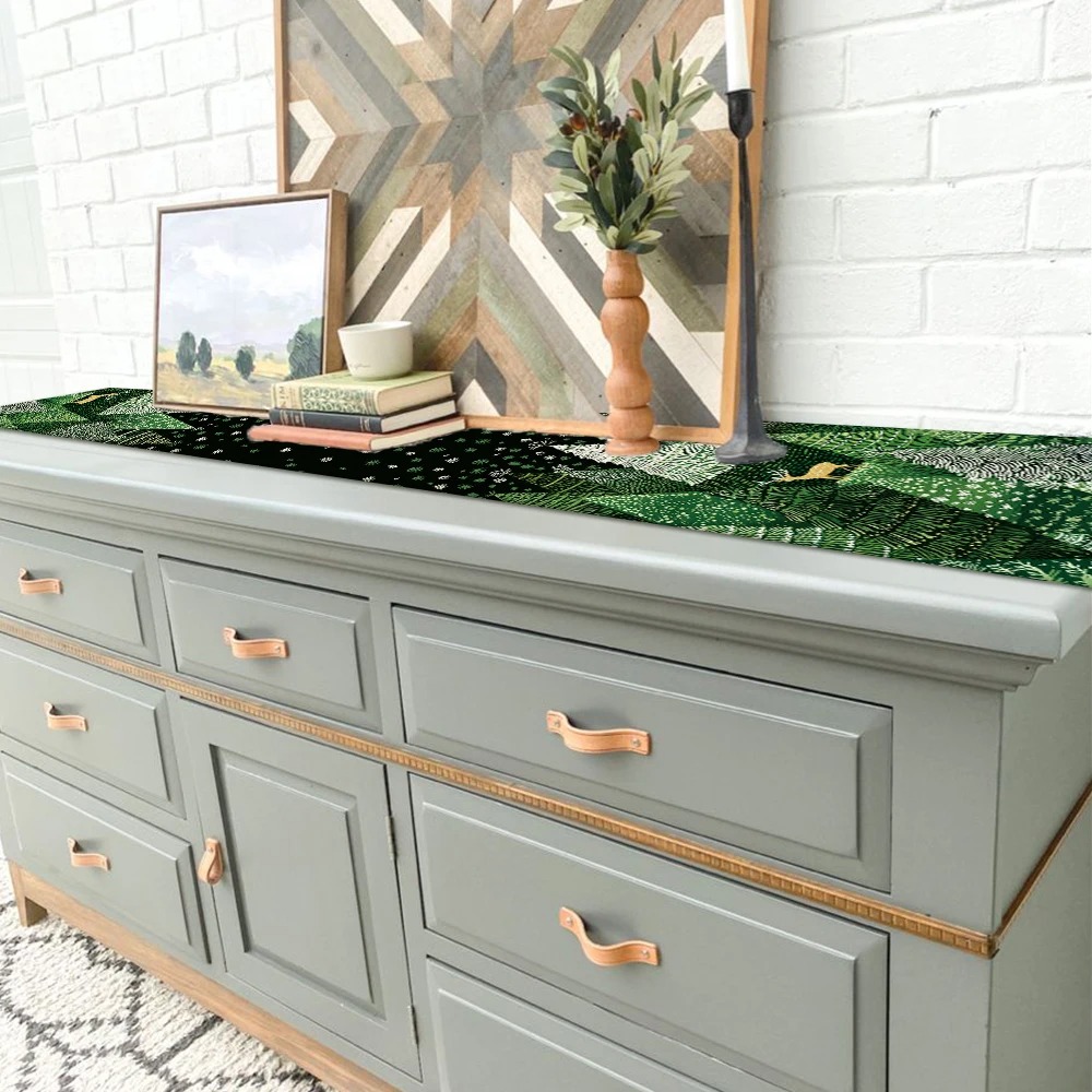 Grön skog jul mönster dekoration bord banner bordsdekoration hem kök restaurang festdekoration