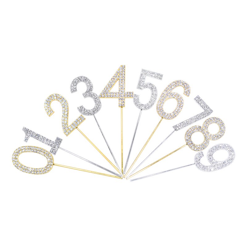 Digitale Kuchen Topper 0-9 Strass Anzahl Geburtstag Jahrestag Partei Kuchen Dekoration Werkzeug Backen Karte Hochzeit Dekoration