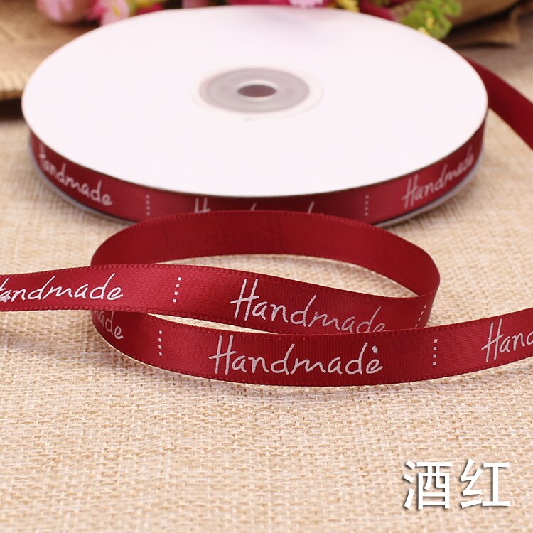 9Mm Handgemaakte Brief Gedrukt Satijnen Linten Bruiloft Verjaardag Party Kerst Bloem Geschenkdoos Wikkelen Diy Cake Bakken Linten: Bourgondië