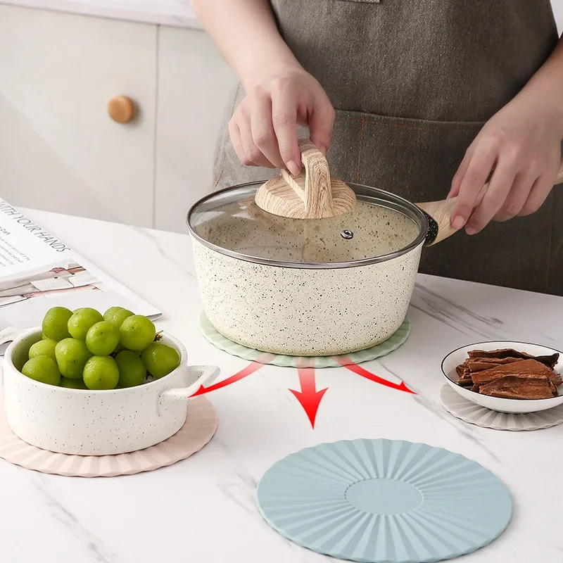 Posavasos redondos de silicona resistentes al calor, posavasos antideslizantes, mantel individual para mesa, almohadilla de protección para té, accesorios de utensilios de cocina