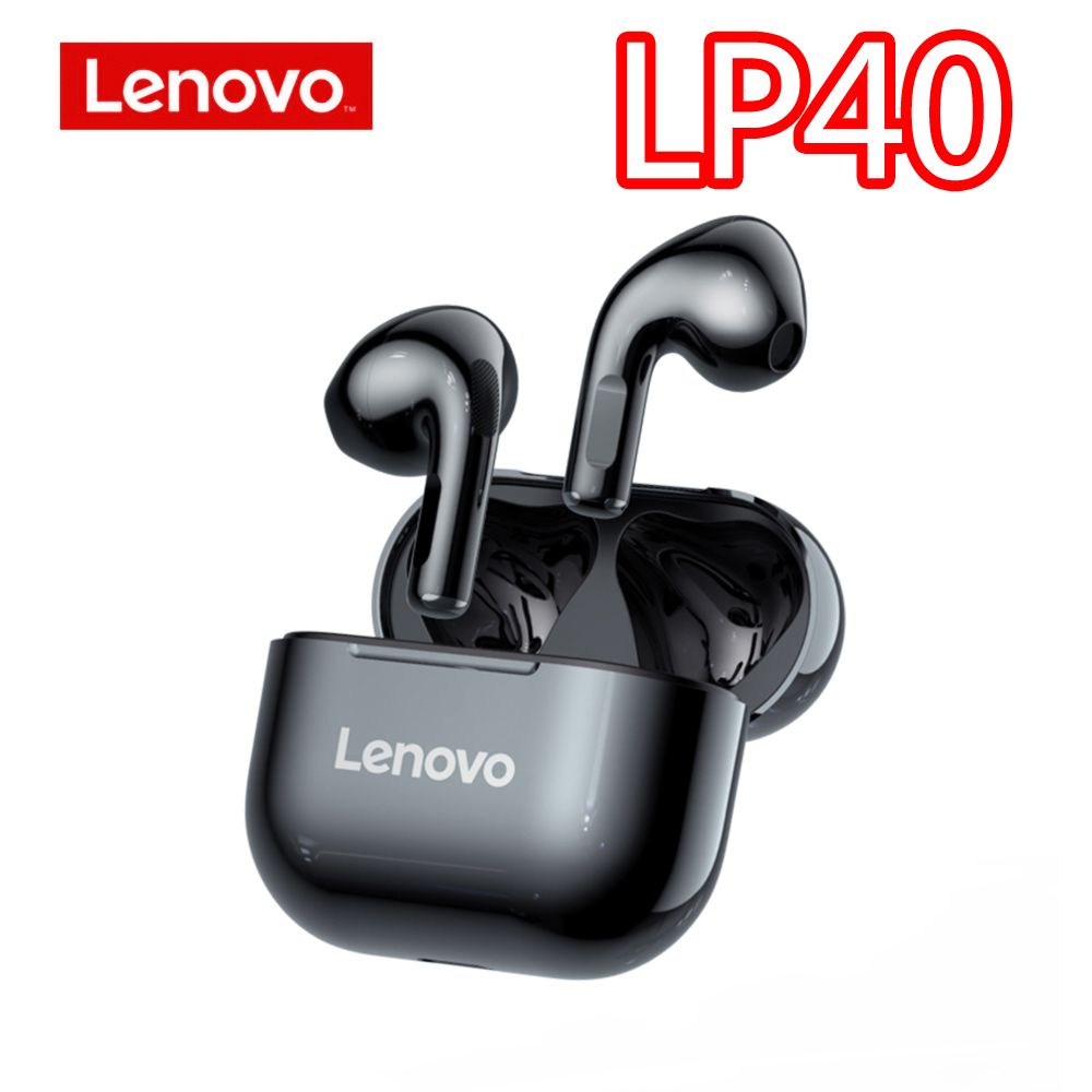 Lenovo LP40 XT82 XT92 XT96 Bluetooth 5.1 słuchawki bezprzewodowe słuchawki HiFi Stereo Bass sterowanie dotykowe zestaw słuchawkowy do gier z mikrofonem: LP40 Black