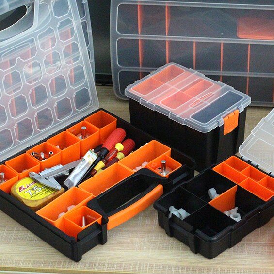 Screw Plastic Tool Case Impact Resistant Suitcase Compact Tool Kit with Storage Case Dividers Boite A Outils Home Repair DK50TB