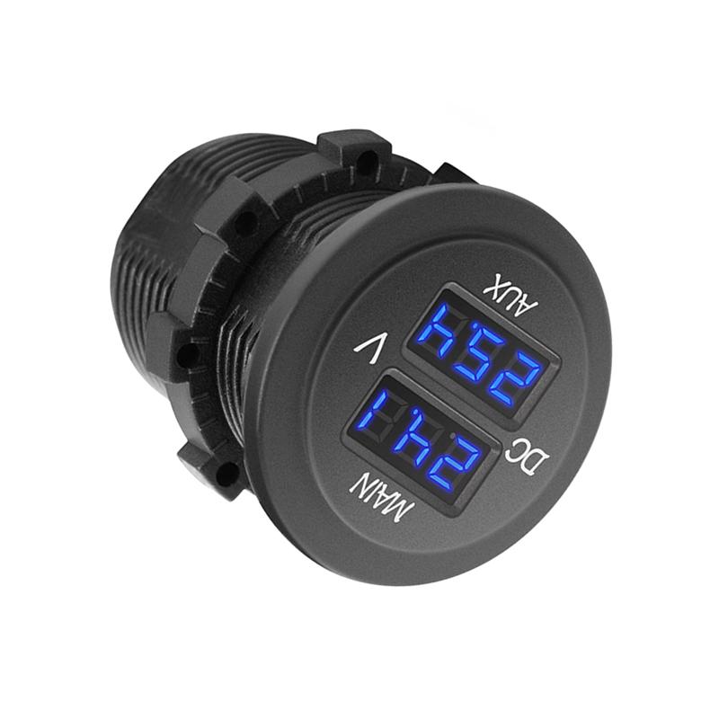 12 v 24 v AUX Wichtigsten Digitale LED Auto Voltmeter Dual Display Spannung Gauge Batterie Monitor Panel für Auto Boot motorrad