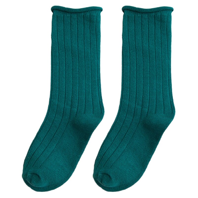Kinderen meisjes lange laarzen sokken effen snoepkleur beenwarmer verticale streep slang