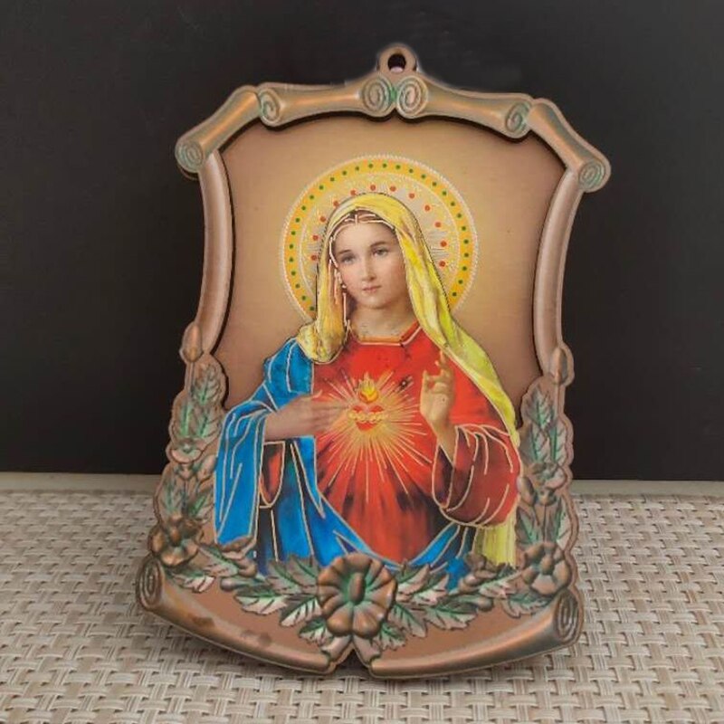 Christian Katholischen Reliquien Holz Symbol Jesus Heiligen Herz Jungfrau Maria statuen ornamente wohnkultur articulos religiosos catolico: JS192-14