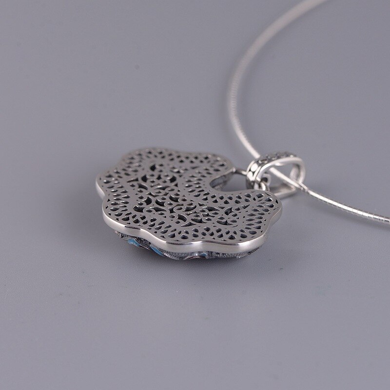 BALMORA Echt 925 Sterling Silber Jahrgang Pfingstrose Blumen- Anhänger für Halsketten Frauen Dame Ethnische Emaillieren Schmuck