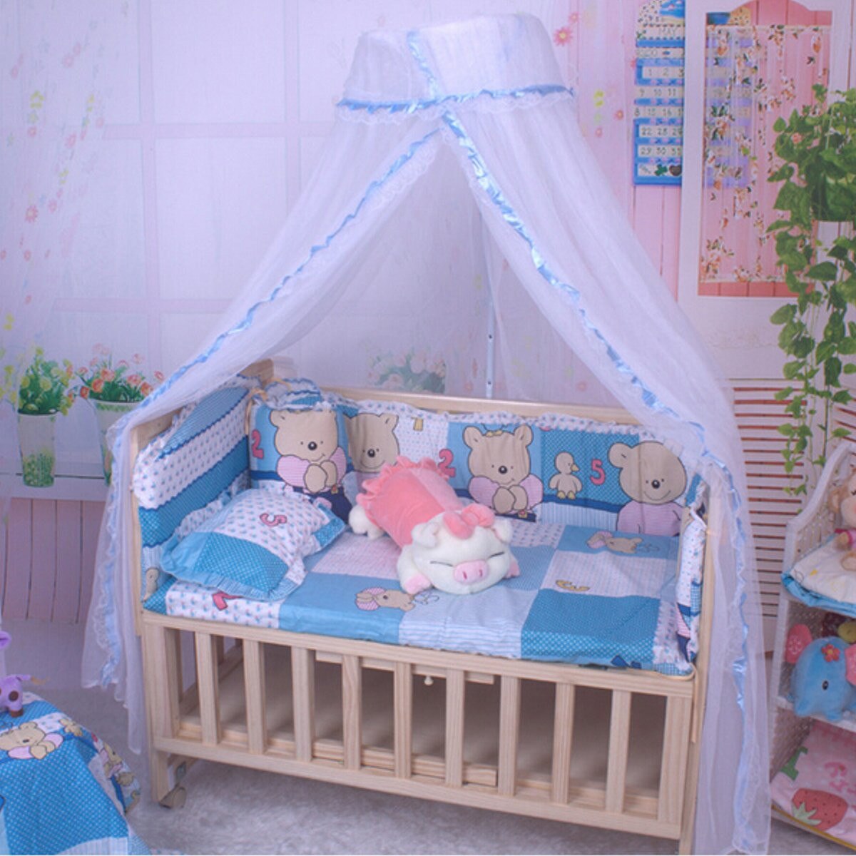 40 x 150cm Baby Infant Dome Mosquito Net Toddler Bed Crib Canopy Netting Kids Bedroom Bedding: Blue