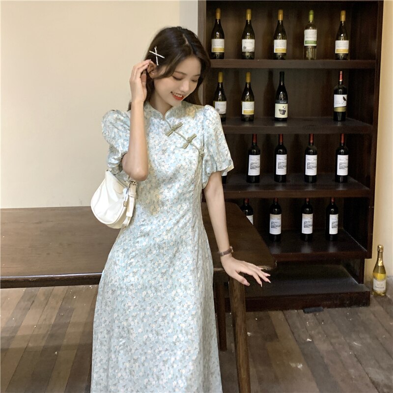 Retro Oversized Patchwork Jurk Vrouwen Elegante O-hals Ruches Mouw Midi Jurken Zomer Vrouwelijke Een Lijn Verstoorde Zonnejurk Vestidos kopen vanaf een prijs van 7.98