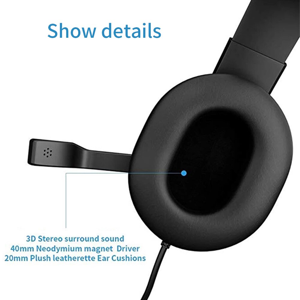 3.5mm Gaming Headset Noise Reduction Surround Sound Stereo PS5 PS4 Wired Earphone with Mic for Laptop Tablet Smart Phone Black