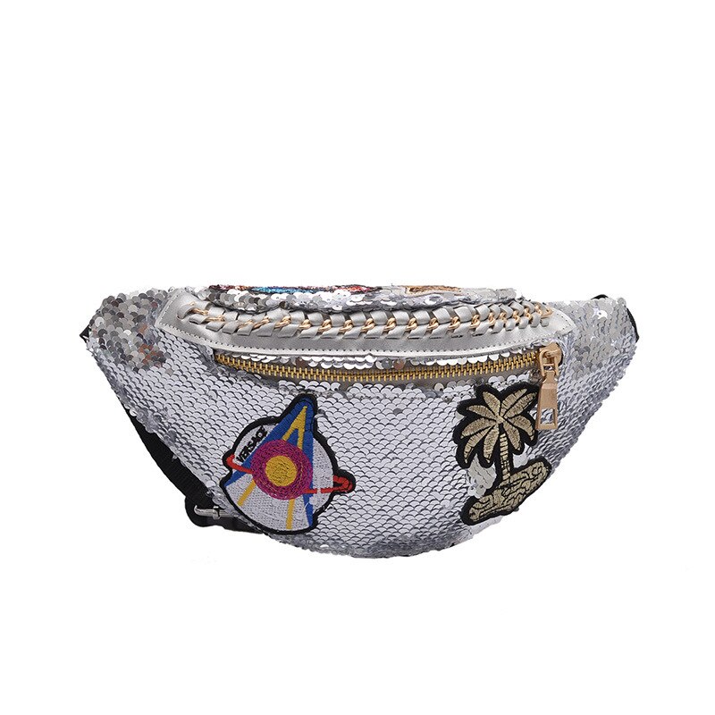 JZYZQBX Frauen Taille Pack Farbverlauf Pailletten Taille Beutel Banane Tasche fanny Pack frauen Gürtel Tasche riñonera mujer: 3 Taille Pack