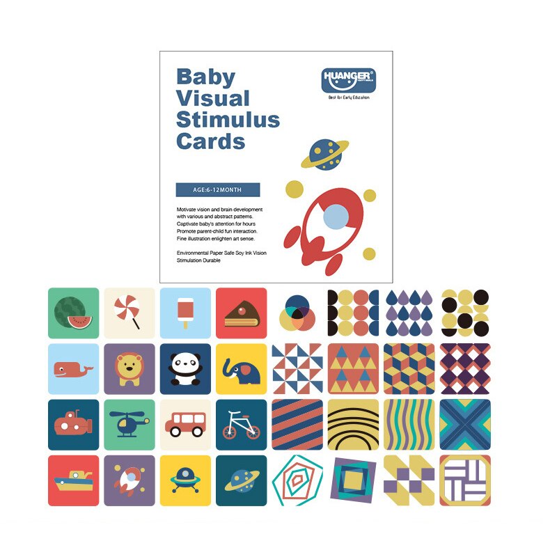 Zwart-witte Kaart Vroeg Leren Onderwijs Baby Visuele Stimulatie Te Volgen De Pasgeboren 0-36 Maanden Speelgoed Kleur training: 03 6-12Mon