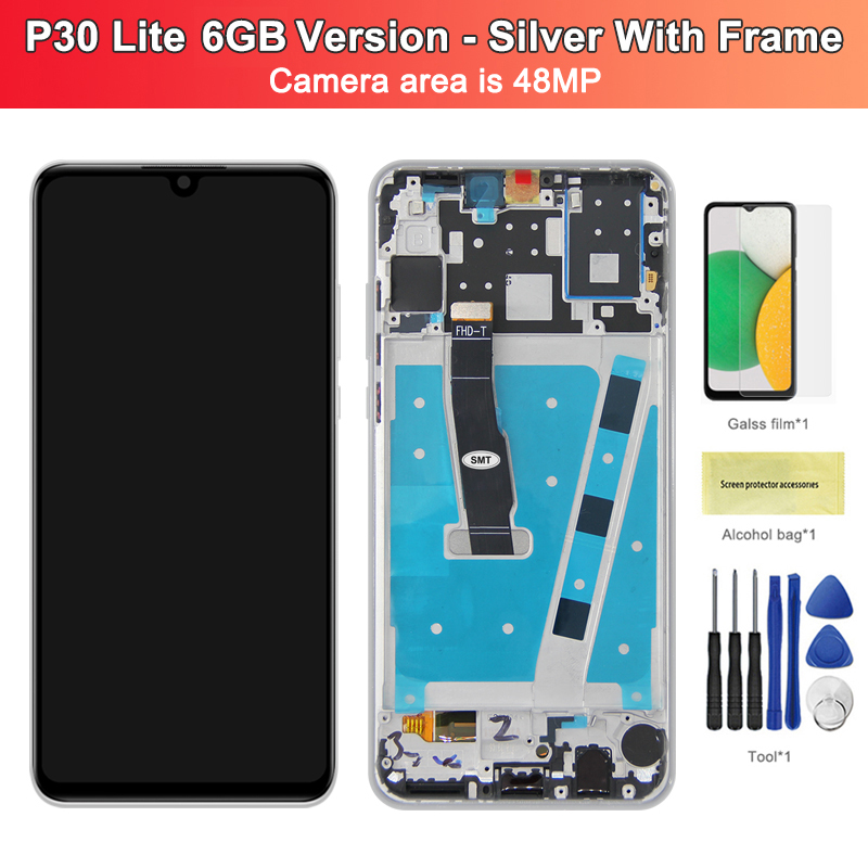 Nowy ekran dla HUAWEI P30 Lite wymiana wyświetlacza, dla ORIG LCD ekran dotykowy zestaw dla HUAWEI P30 Lite Nova 4e zniszczyć-LX1A LX2: AQUA