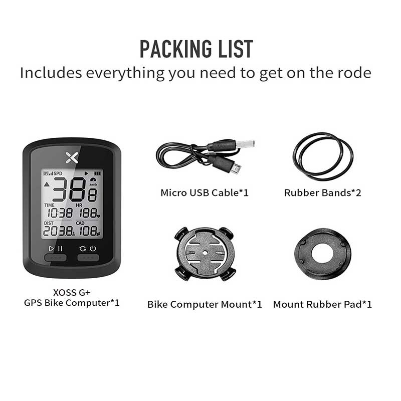 XOSS G+ Bike Computer wireless Bluetooth ANT+ GPS Cycling Computer For speed measurement navigation and data sharing LCD display: Combination 1