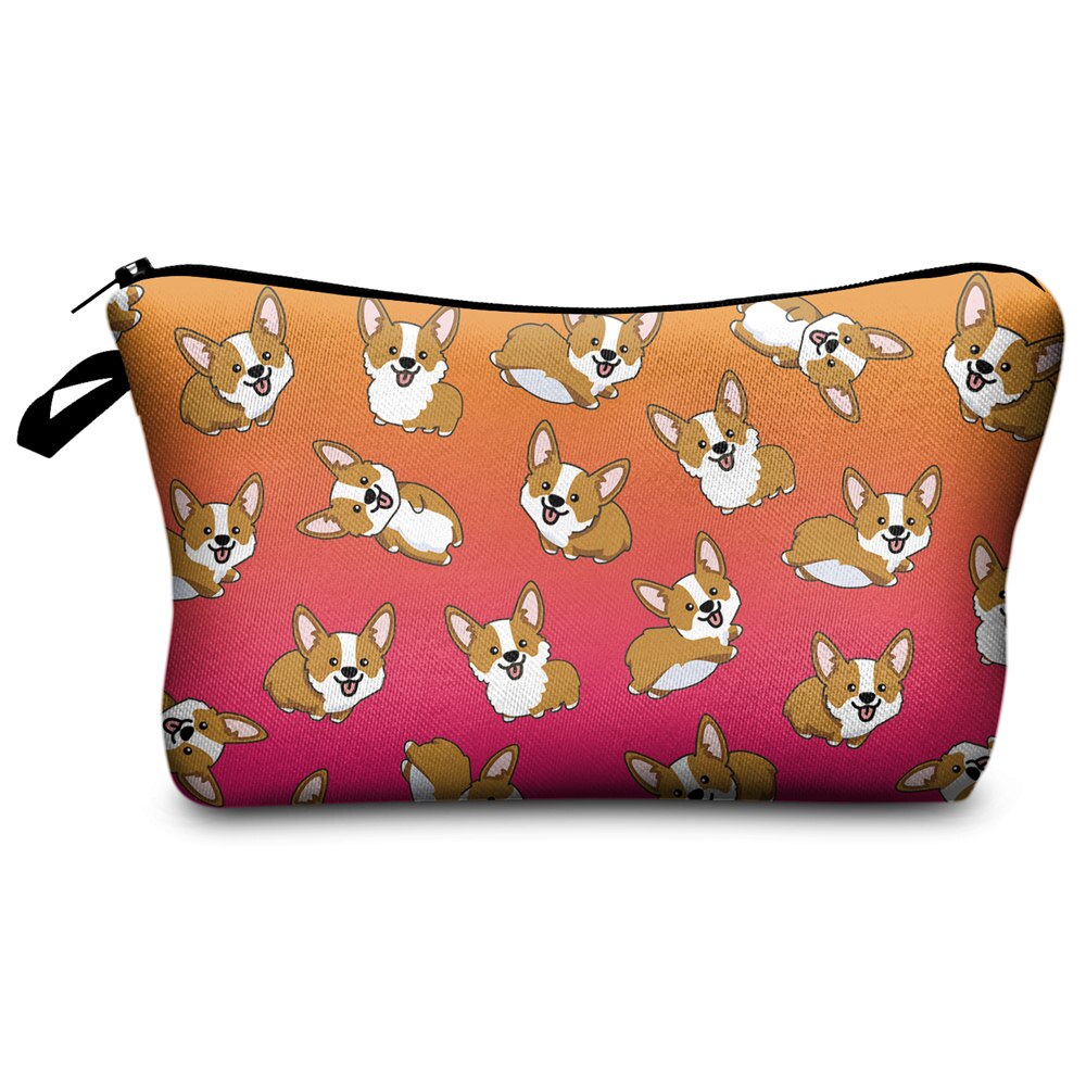 Who Cares Make Tassen Vrouwen Cosmetische Tas oiletry tas Corgi orange ombre afdrukken Cosmetica Pouchs Voor Reizen Make up tas: Default Title