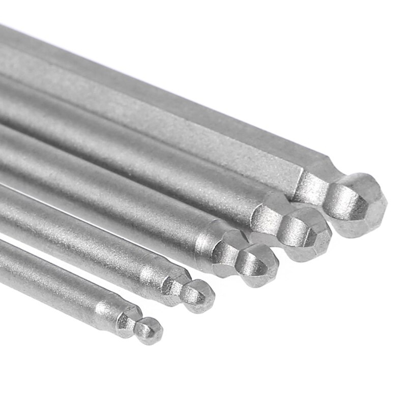 5 Pcs 1/4" Hex Shank 100mm Magnetic Ball End Hexagon Screwdriver Bits Drill Set