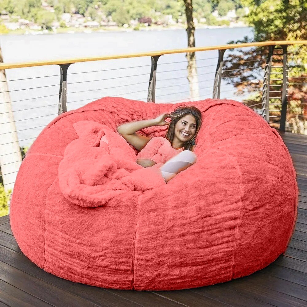 Stil kæmpe sækkestol sofa betræk blødt og behageligt fluffy pels sækkestol sovesofa doven sofa hvilestol pudebetræk