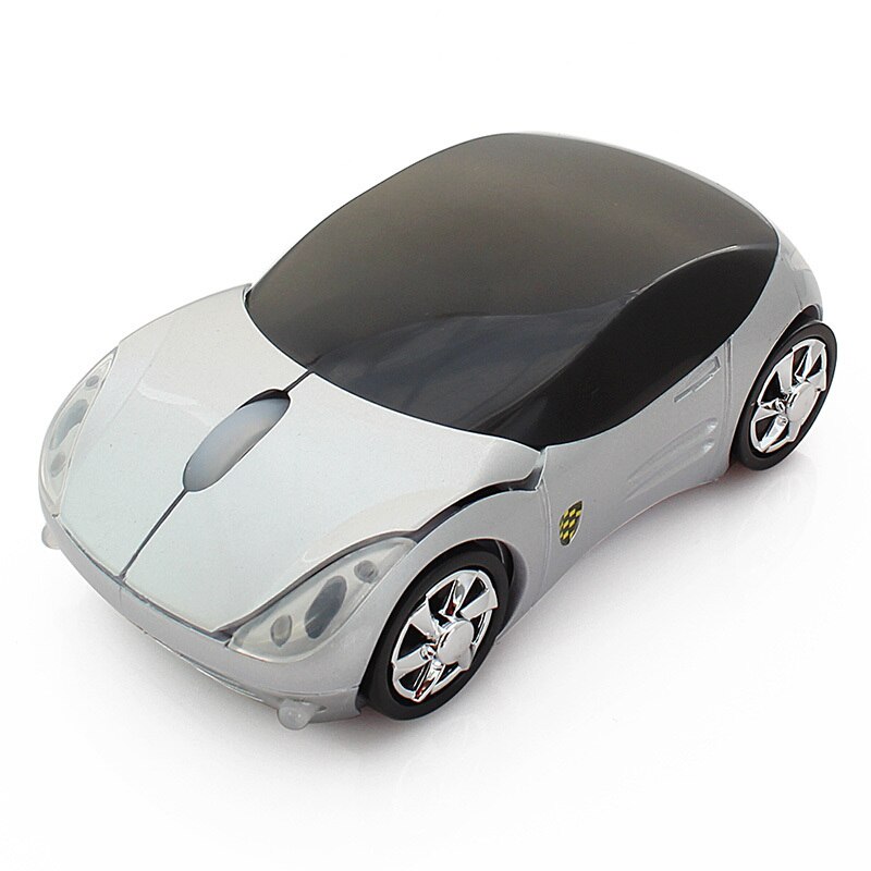 CHUYI Mini 3D Auto Vorm Draadloze Muis 1600DPI Optische USB Computer Muizen Kids Leuke Roze Auto Mause Voor Meisje laptop PC Notebook: Silver Mouse 