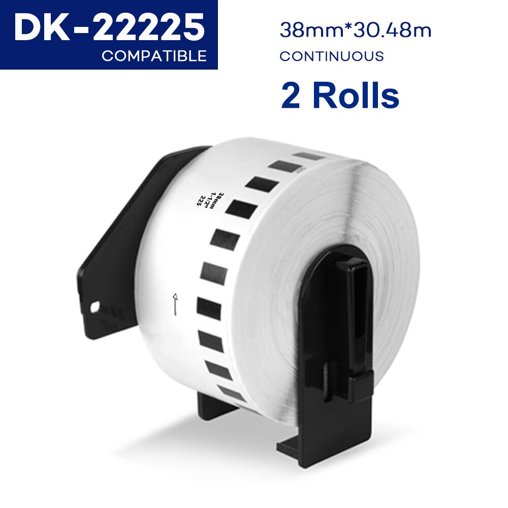 2 rollos de papel térmico Compatible con impresora de etiquetas Brother, DK-22205 continuo, troquelado, etiquetas de dirección estándar para QL570, DK-11204: 2Rolls DK-22225