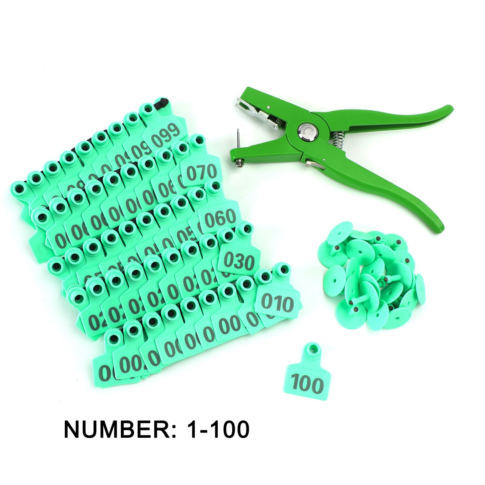 Artudatech 001-100 Number Animal Livestock Ear Tag Cattle Cow Pig Label + Applicator Plier