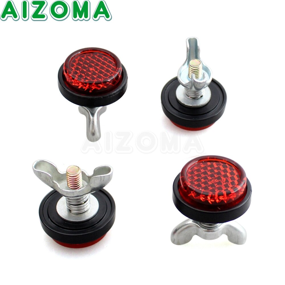 4 Stuks Motorcycle Red Veiligheid Reflectoren Mini Kenteken Plaat Reflector Met Montage Lente Universele