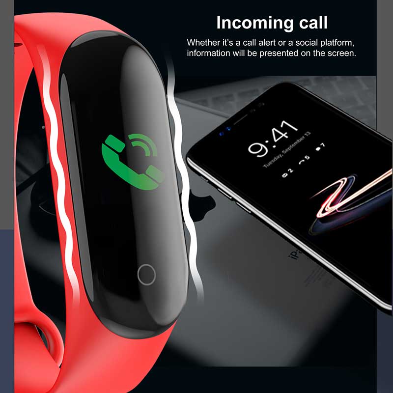 M4 Sports Pedometer for Running Smart Bracelet Step Counter and Bluetooth Waterproof Touch Screen Heart Rate Control Sports