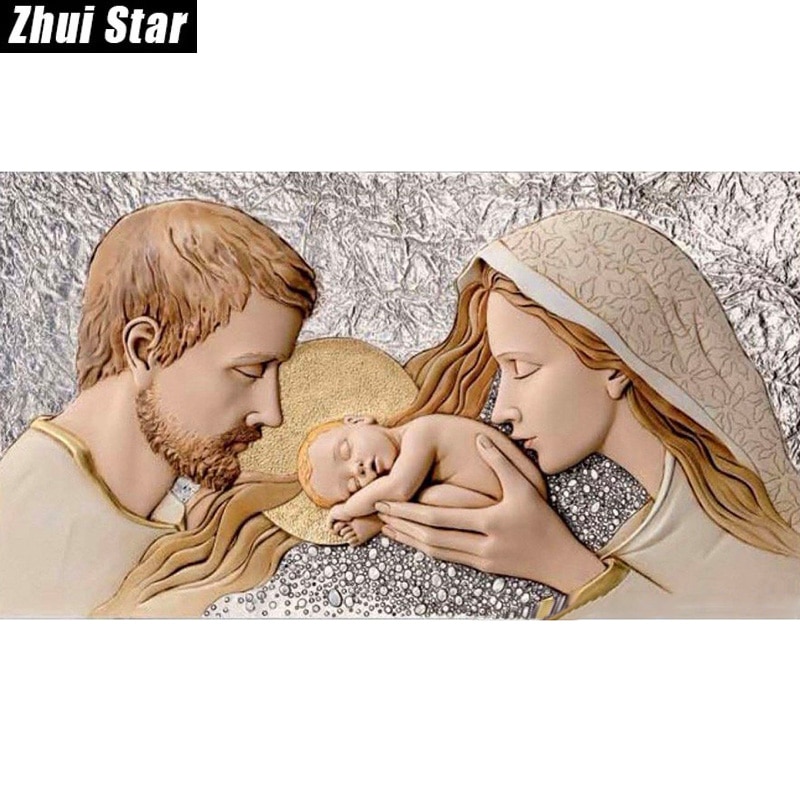 Zhui stjerne diamant maleri fuld firkantet bore "religion jomfru mary & jesus" broderi korssting 5d diy mosaik boligindretning vip