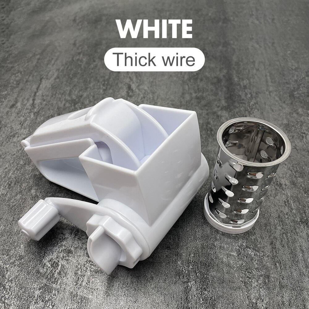 Stainless Steel Rotary Cheese Grater Gadgets for Kitchen Cheese Slicer Machine Wire Oiler for Butter Box Dish Chocolate Shredder: WHITE-2