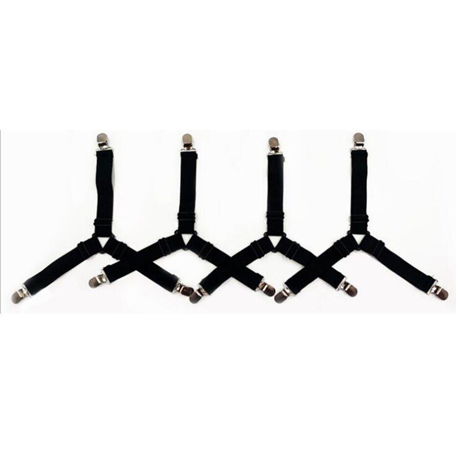 4Pcs/set Elastic Bed Sheet Holder Belt Fastener Bed Sheet Clips Home Textiles Bed Clip Mattress Blankets Bed Holder Gadgets: Burgundy
