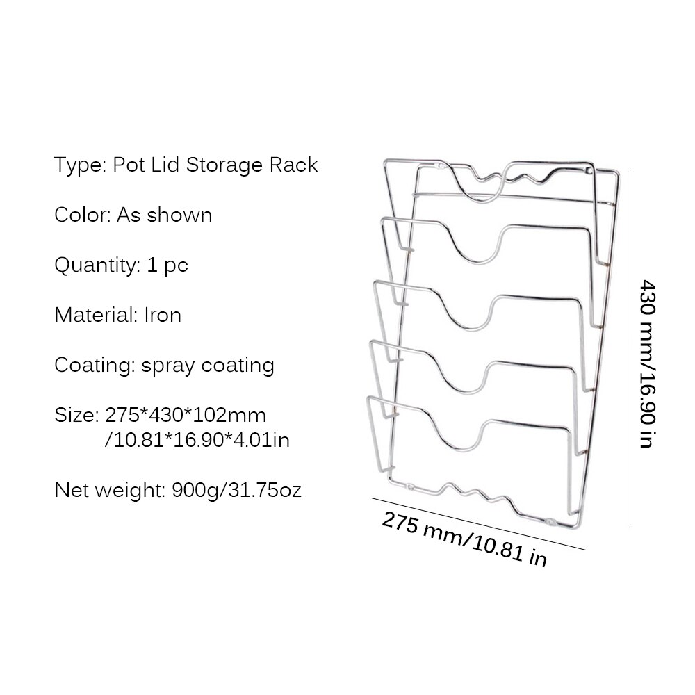 Multifunctionele Keuken Pot Deksel Opbergrek Geschikt Voor Keuken Kasten, Met 5 Vakken