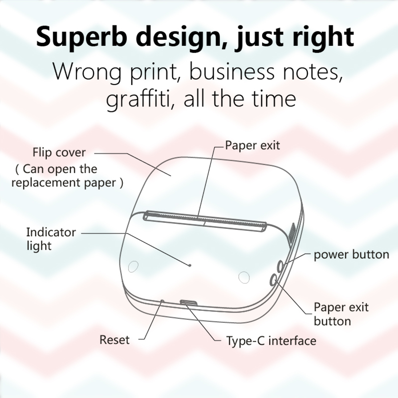 Thermal Printer MINI Wirelessly Bluetooth 200dpi Photo Label note Portable Printer Printing USB Portable MINI Thermal printer