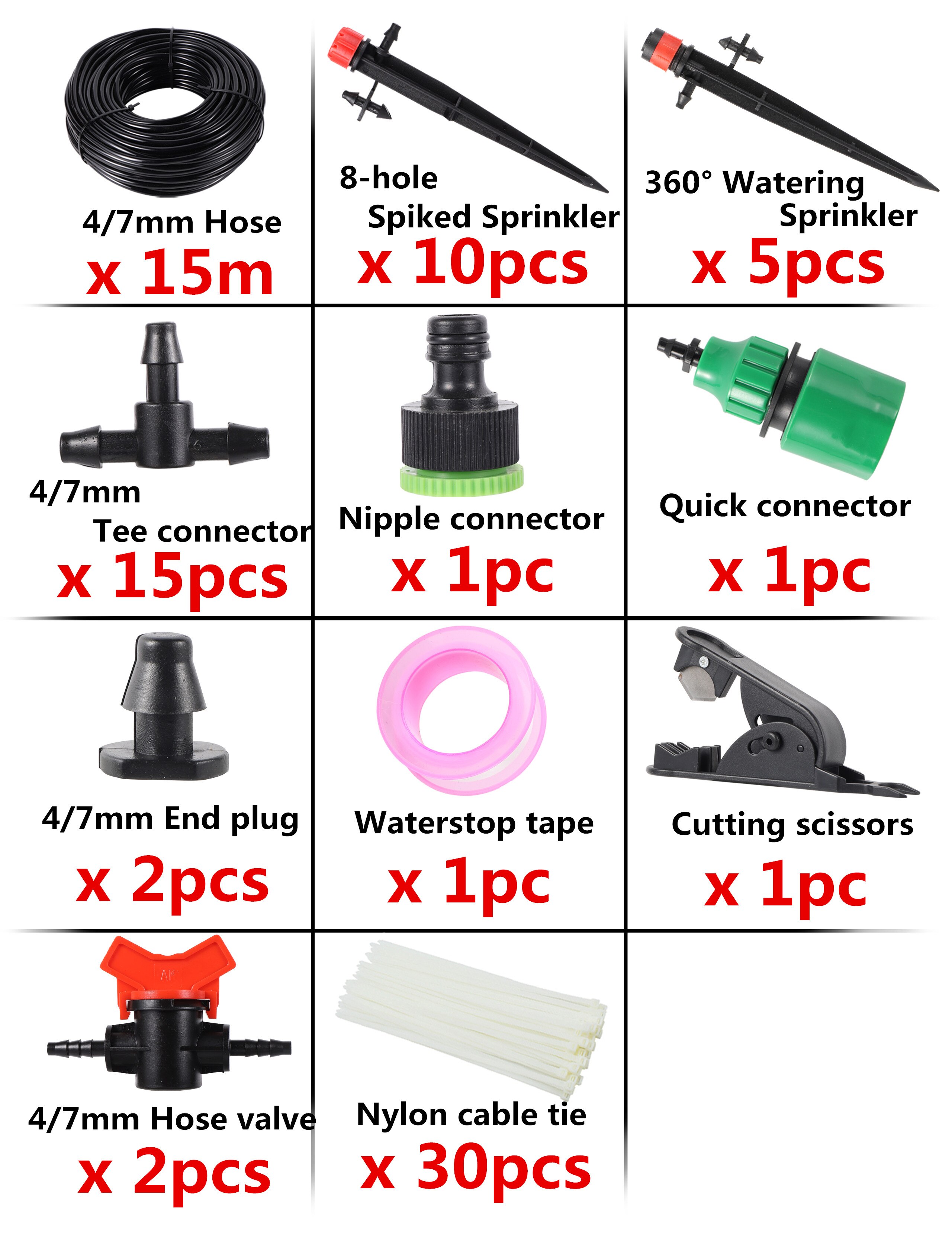 Garden Watering System 10M 15M 20M 25M Adjustable Self Automatic Watering Drip Irrigation Kit Plants Vegetables Watering Kit: 15m kit