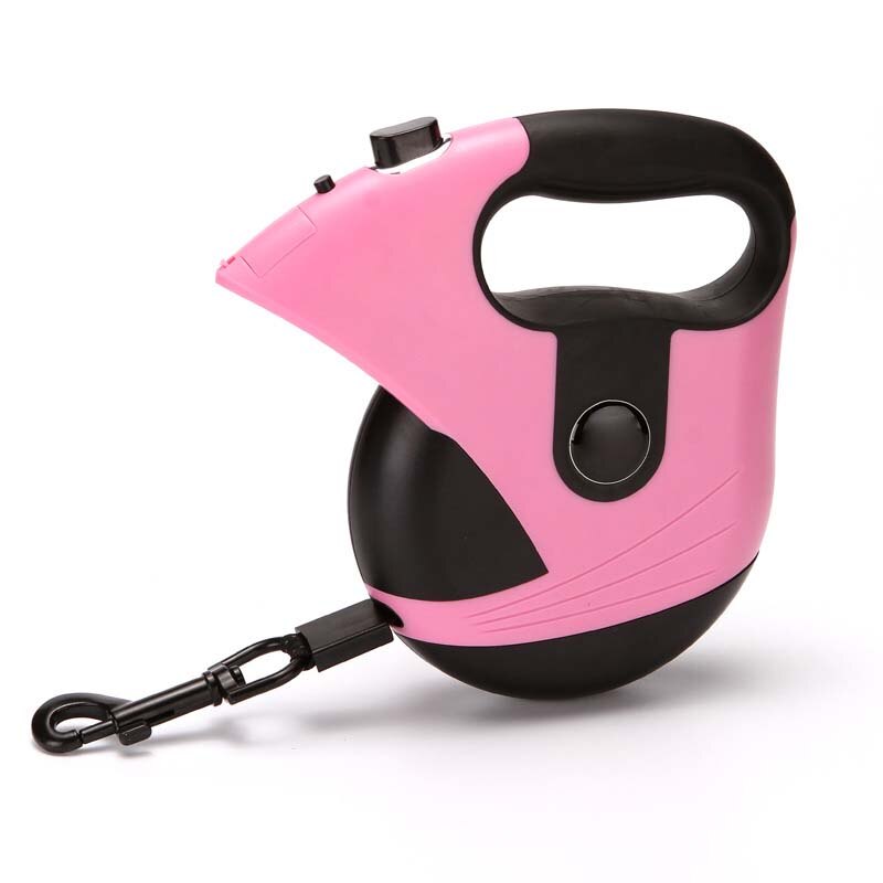 Retractable Dog Leash 16 Feet Heavy Duty Retractable Walking One-Handed Brake, Pause, Lock, Build-in LED Flashlight PL052: Pink