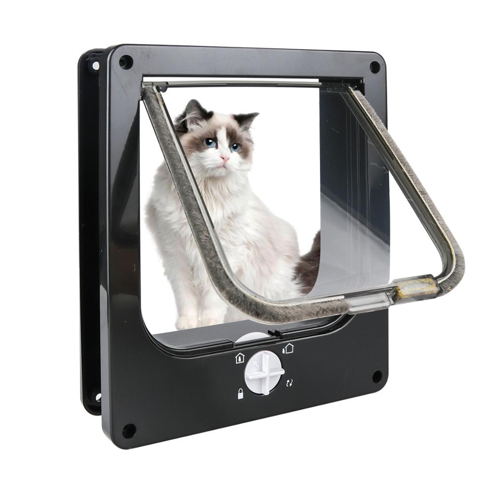 Cat Flap Door With 4 Way Security Lockable Flap Door for Kitten Dog Puppy Supplies Security Intelligent Control Pet Door