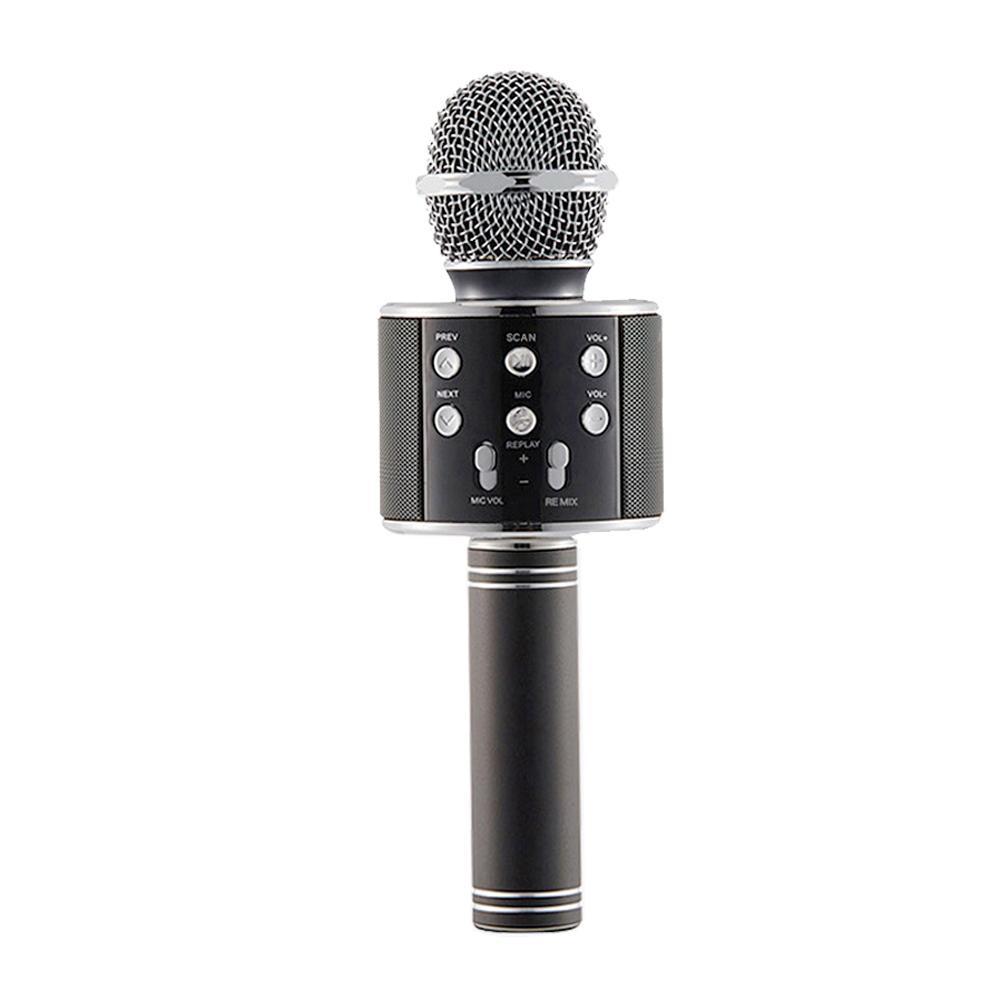 Barn bluetooth trådlös mikrofon högtalare handhållen mikrofon karaoke mikrofon musikspelare sjunga inspelare ktv mikrofon: Svart