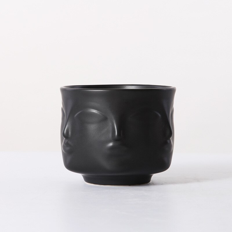 Nordisk keramisk udsmykning menneskeligt ansigt potteplante vase dekoration abstrakt håndværk hjem opbevaring skål kunst desktop ornament