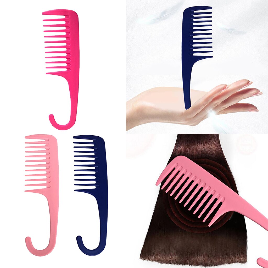 Pettine a denti larghi con gancio antistatico per capelli asciutti bagnati ricci pettine per capelli ricci districante libero ridurre il pettine per la perdita dei capelli