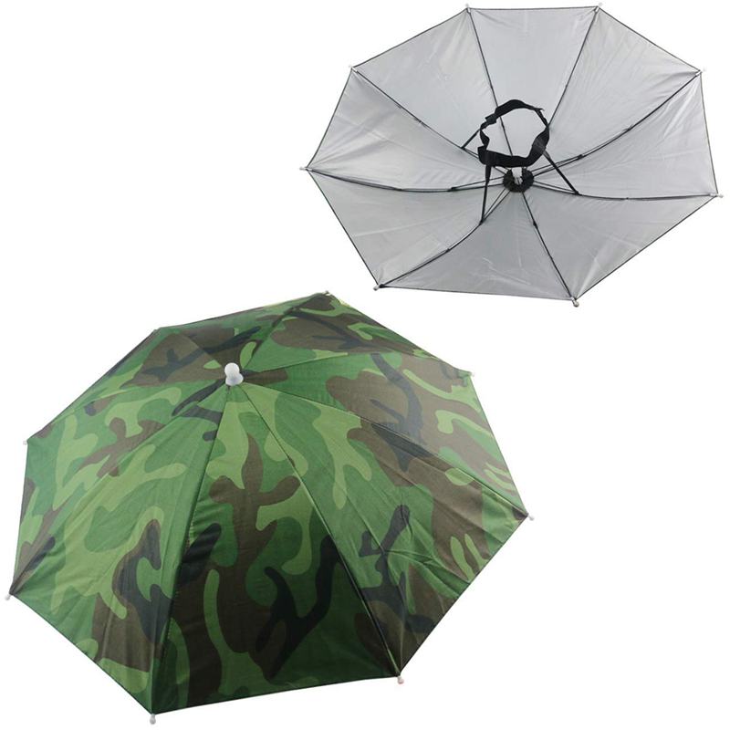 2PCS Umbrella Hat Headwear for Outdoor Fishing Gardening Beach (Camouflage)