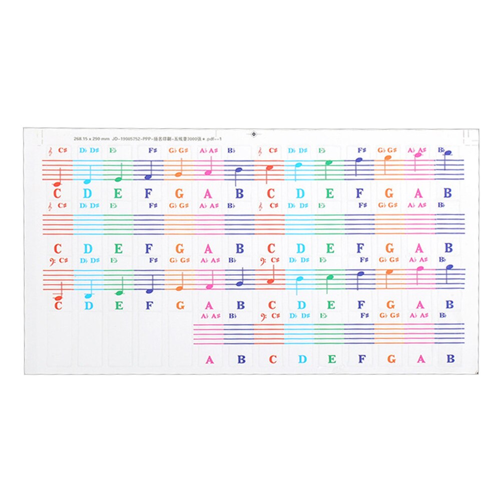 Staff Roll 61 Electronic Piano Sticker Piano Sticker Color Button Phonetic Symbol 88-Key Piano Keyboard Sticker: Default Title