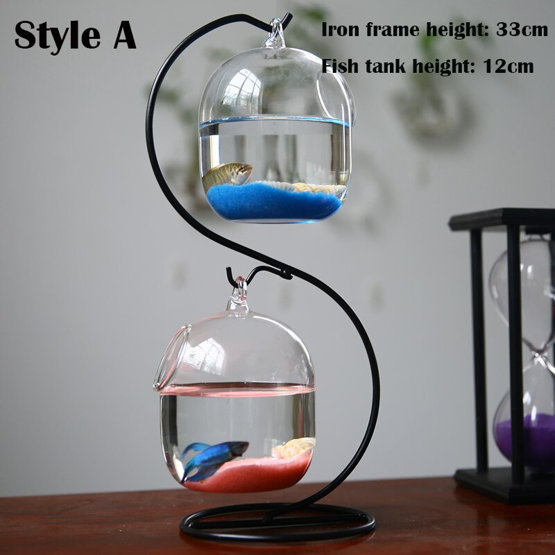 Bouteille en verre Transparent suspendu à Double pont pour Aquarium, bouteille d&#39;infusion pour plantes et fleurs, Vase de fleurs, décoration: Style A