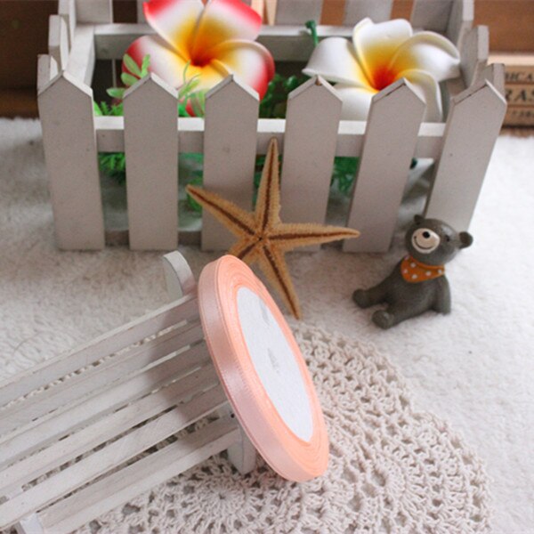 Peach Silk Satin Ribbon with gold Wedding Party Decoration Wrapping Christmas Year Apparel Sewing Fabric Ribbon: 6mm Shallow orange