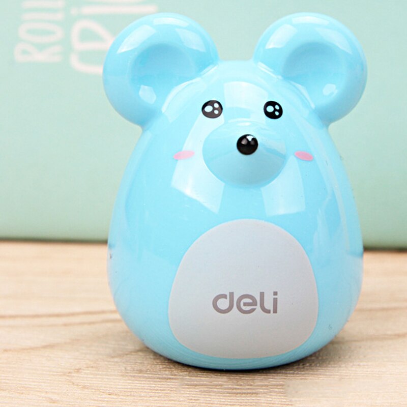 Deli-Sacapuntas de ratón Kawaii para niños, precioso sacapuntas Manual, papelería creativa, suministros escolares